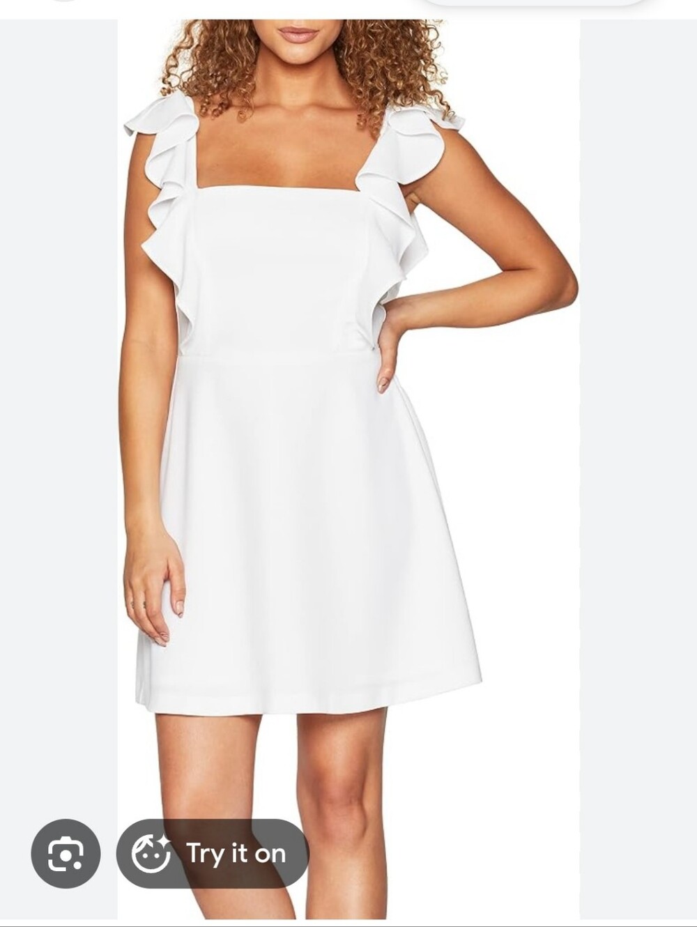 BCBGeneration White Square Neck Ruffle Mini Dress Size 4